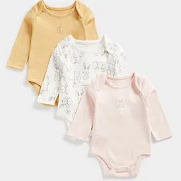 mothercare Kids Pack of 3 Pure Cotton Printed Bodysuits-image-48