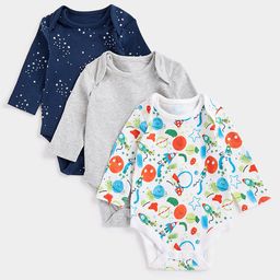 mothercare Infant Boys Pack of 3 Pure Cotton Bodysuits-image-86