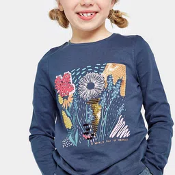 mothercare Girls Floral Printed Sequins Embellished Pure Cotton T-shirt-picture-13