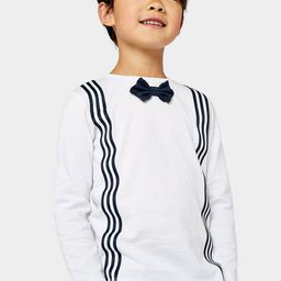 mothercare Boys Striped Pure Cotton T-shirt With Bow Tie-picture-36