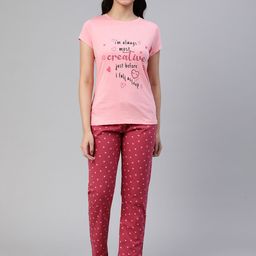 LYRA Women Typography Printed Pure Cotton Night Suit-image-29