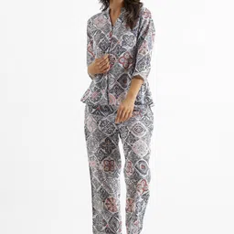 SANSKRUTIHOMES Printed Pure Cotton Night Suit-image-89