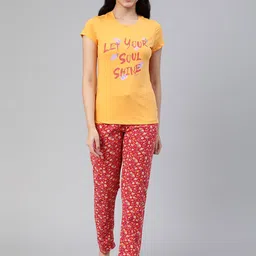 LYRA Women Floral Printed Pure Cotton Night Suit-image-12