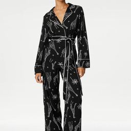 Marks & Spencer Conversational Printed Lapel Collar Long Sleeves Night suit-image-50