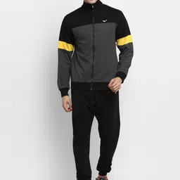 Yuuki Men Melange Grey Colourblocked Tracksuits-image-26