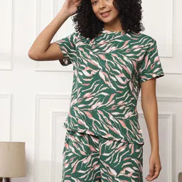 Bannos Swagger Floral Printed Pure Cotton T-shirt With Shorts-image-26