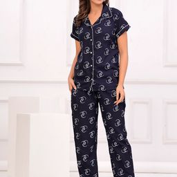 Ichaa Geometric Printed Lapel Collar Night suit-image-96