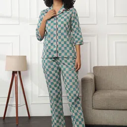 Bannos Swagger Checked Cotton Night suit-image-83