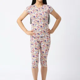 SINI MINI Girls Floral Printed Pure Cotton Night Suit-picture-35