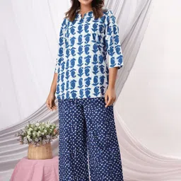 FEATHERS CLOSET Ethnic Printed Pure Cotton Night Suit-picture-3