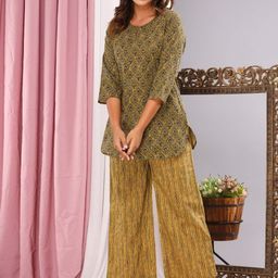 FEATHERS CLOSET Ethnic Printed Pure Cotton Night Suit-image-68