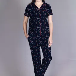 LYRA Abstract Printed Pure Cotton Night Suit-image-11