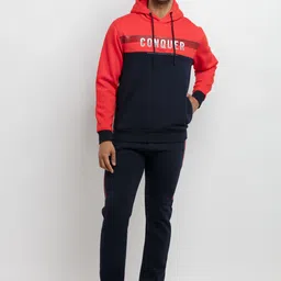 Status Quo Men Orange Colored & Navyblue Colorblocked Cotton Tracksuits-image-25