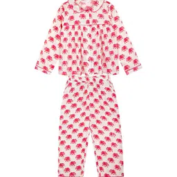 Budding Bees Girls Animal Printed Pure Cotton Night Suit-image-88