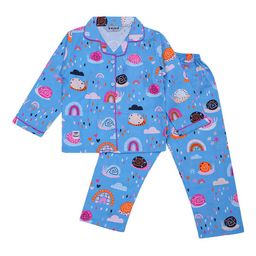 Enfance Kids Graphic Printed Lapel Collar Pure Cotton Shirt With Pyjamas-picture-54