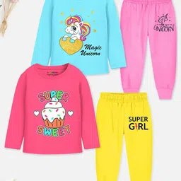 YK X Trampoline Girls Pack Of 2 Printed T-shirt With Pyjamas-picture-58