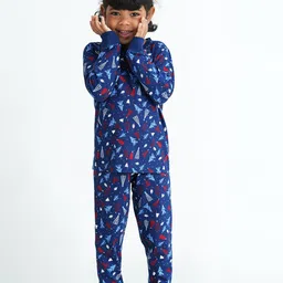 mackly Kids Conversational Printed Round Neck T-shirt With Pyjamas-image-48