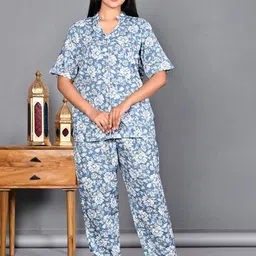 TREND ME Women Floral Printed Pure Cotton Night suit-picture-9