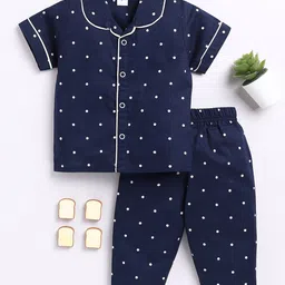 Clt.s Infants Polka Dots Printed Pure Cotton Night Suit-image-31