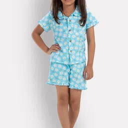 Growing Tree Girls Floral Printed Pure Cotton Night Suit-picture-46