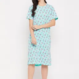 MADAME M SECRET Conversational Printed Pure Cotton Nightdress-image-51