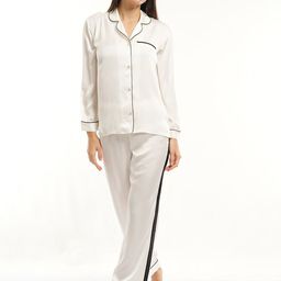 mackly Long Sleeves Lapel Collar Night Suit-46