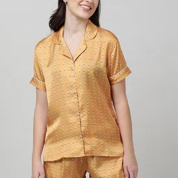 mackly Geometric Printed Lapel Collar Night Suit-image-50