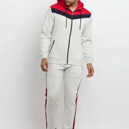 Status Quo Men Grey & Red Colourblocked Cotton Tracksuit-image-56