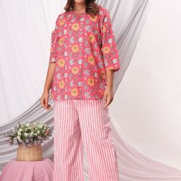FEATHERS CLOSET Floral Printed Pure Cotton Night suit-image-78