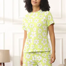 Bannos Swagger Floral Printed Pure Cotton T-shirt With Shorts-image-77