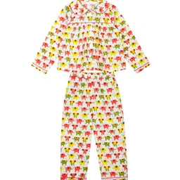 Budding Bees Girls Animal Printed Pure Cotton Night Suit-image-86