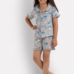 Growing Tree Girls Conversational Printed Pure Cotton Night Suit-picture-22