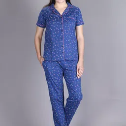 LYRA Floral Printed Pure Cotton Night Suit-image-5
