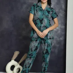 Boston Club Abstract Printed Lapel Collar Night Suit-image-52