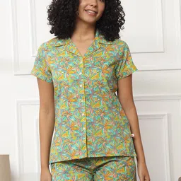 Bannos Swagger Floral Printed Cotton Night suit-image-78