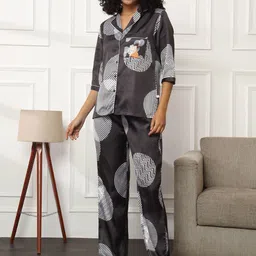 Bannos Swagger Printed Satin Night suit-image-58