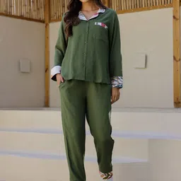 SANSKRUTIHOMES Lapel Collar Night suit-image-92