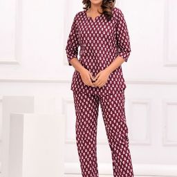 Ichaa Floral Printed Pure Cotton Night suit-image-28