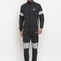 Yuuki Men Grey Solid Tracksuits-image-87