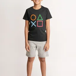 mackly Boys Geometric Printed Pure Cotton T-shirt With Shorts-image-12