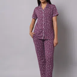 SEPHANI Women Conversational Printed Pure Cotton Night Suit-image-16