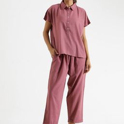 SANSKRUTIHOMES Pure Cotton Shirt Collar Night Suit-image-73