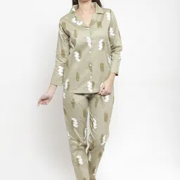 Claura Women Conversational Printed Pure Cotton Night Suit-image-42