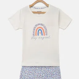 mackly Girls Graphic Printed Round Neck T-shirt With Shorts-image-8