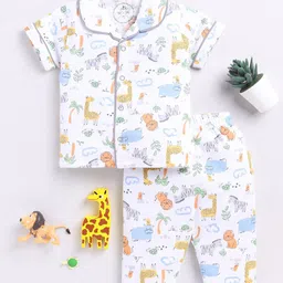 Clt.s Infants Conversational Printed Lapel Collar Pure Cotton Night suit-picture-21