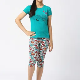 SINI MINI Girls Typography Printed Pure Cotton Night Suit-image-12