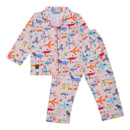 Enfance Kids Graphic Printed Lapel Collar Pure Cotton Shirt With Pyjamas-picture-55
