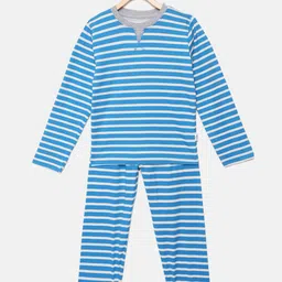 mackly Boys Striped Round Neck T-shirt With Pyjamas-image-46