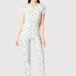 zebu Floral Printed Pure Cotton Night Suit-picture-7