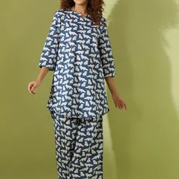SANSKRUTIHOMES Conversational Printed Pure Cotton Night suit-image-88